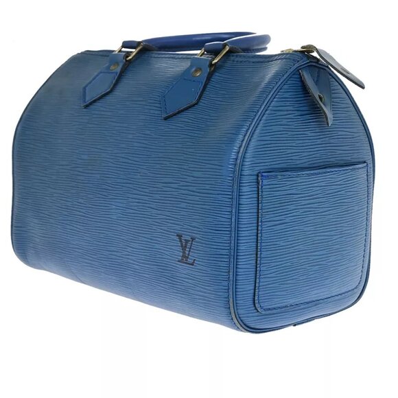 LOUIS VUITTON LV Logo Speedy 30 Travel Hand Bag Epi Leather Blue M43005 35SH811 - Picture 2 of 16
